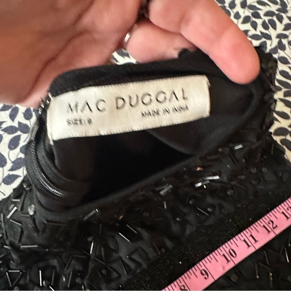 Mac Duggal Black Geometric Hand Embellished  Sleeveless A-Line Dress NWT Size 8 - Picture 12 of 16